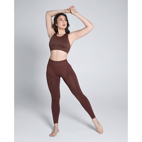 Superior Seamless Crop Tank & Leggings Set - Chestnut Brown Ready for Shipment